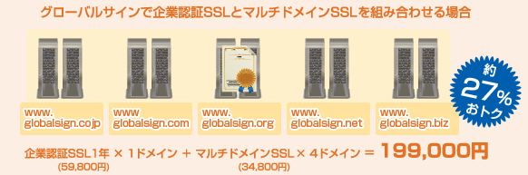 企業認証SSLとマルチドメインSSLを組み合わせる場合